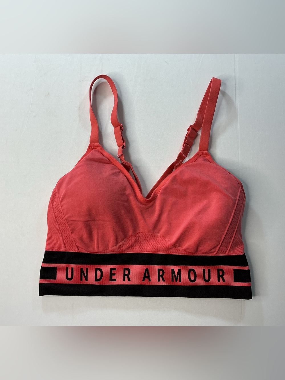 Under Armour Coral Pink Logo-Trim Sports Bra